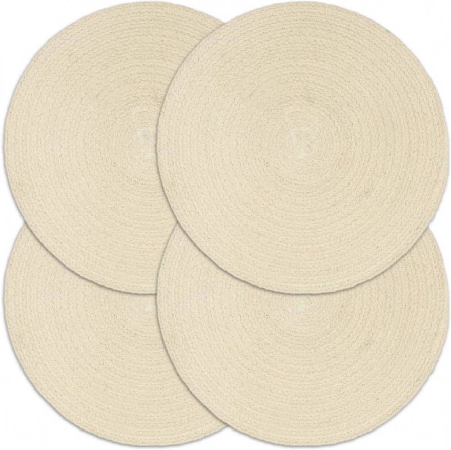 VIDAXL Placemats 4 st rond 38 cm katoen natuurlijk