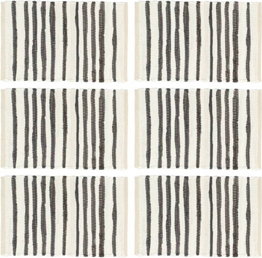 VIDAXL Placemats 6 st 30x45 cm katoen antraciet en wit