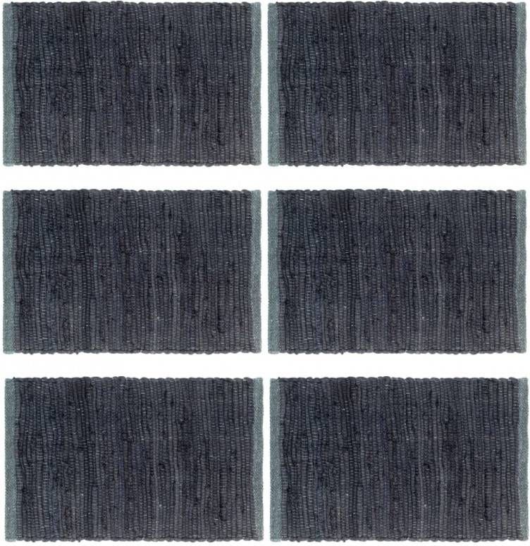 vidaXL Placemats 6 st chindi 30x45 cm katoen antraciet