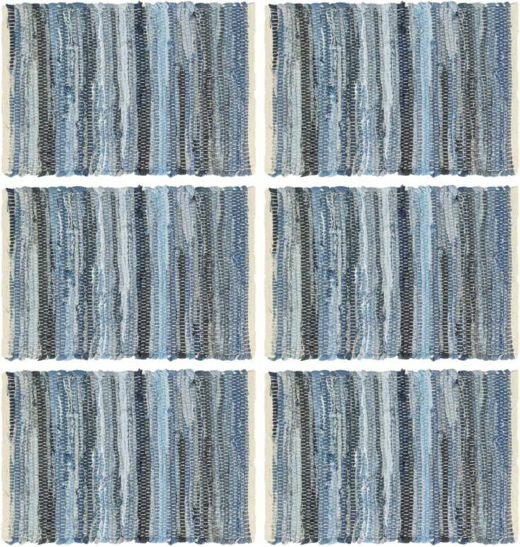 vidaXL Placemats 6 st chindi 30x45 cm katoen denimblauw