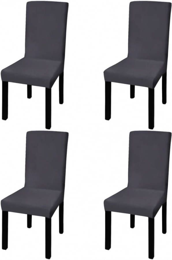 VIDAXL Stoelhoezen 4 st stretch recht antracietkleurig