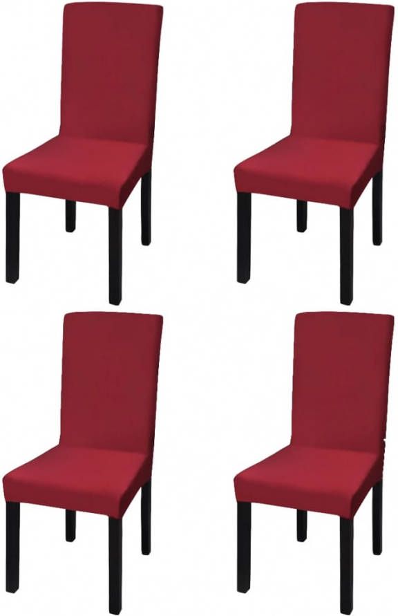 VIDAXL Stoelhoezen 4 st stretch recht bordeaux