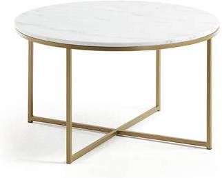 Kave Home Ronde salontafel 'Sheffield' Wit marmer/goud, Ø80cm
