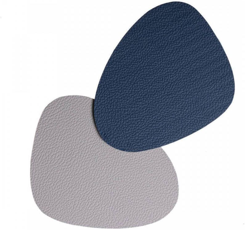 Jay Hill Onderzetters Leer Grijs/Blauw Organic Dubbelzijdig 13 X 11 Cm 6 Stuks